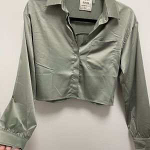 Satin Long Sleeve Crop Top